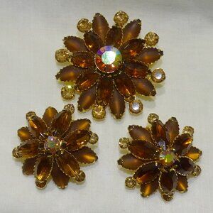 EXCELENT CONDITION VINTAGE JUDY LEE BROOCH & CLP EARRINGS